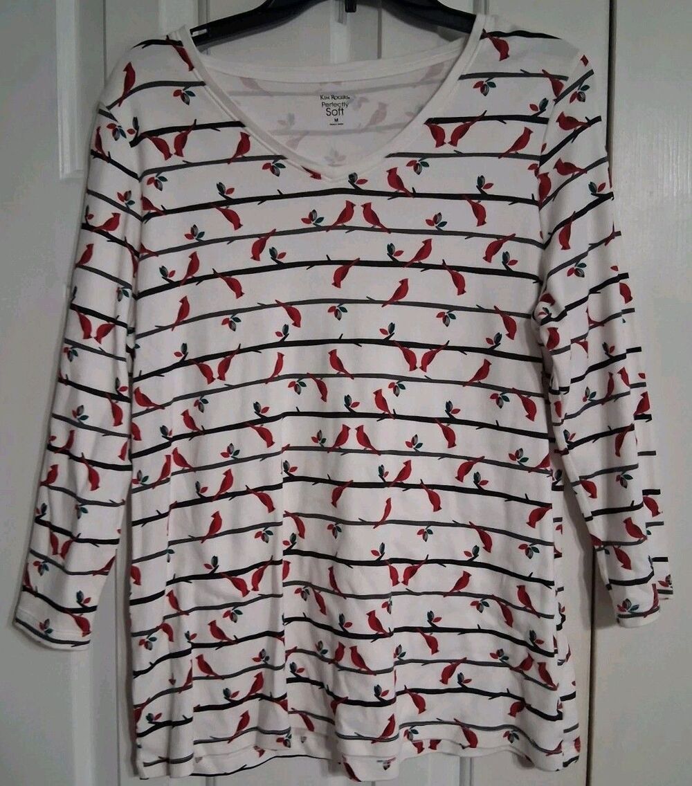 Women's Kim Rogers Perfectly Soft Cardinal Top Size M 3/4 Sleeve